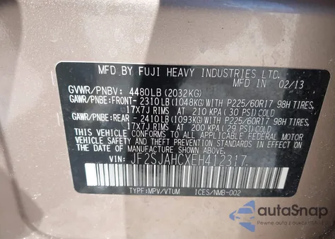 2014 Subaru Forester 2.5I Limited из США, поврежденный, VIN JF2SJAHCXEH412317